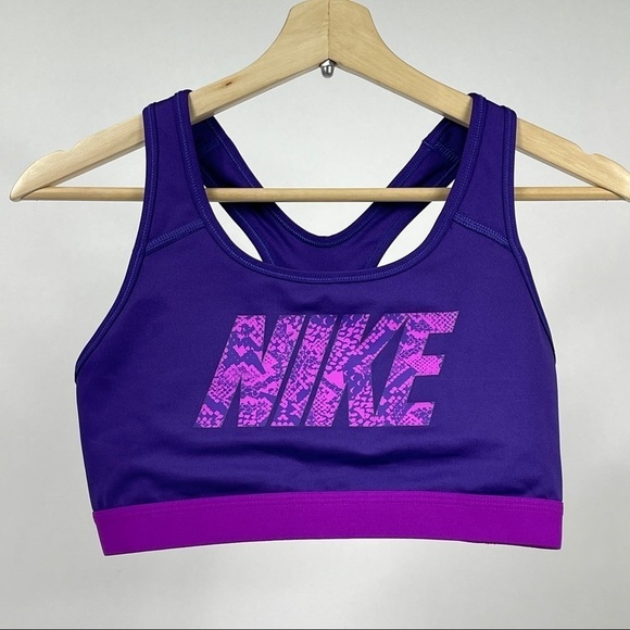 Nike Pro Classic Logo Purple Snake Sports Bra M - Picture 2 of 7
